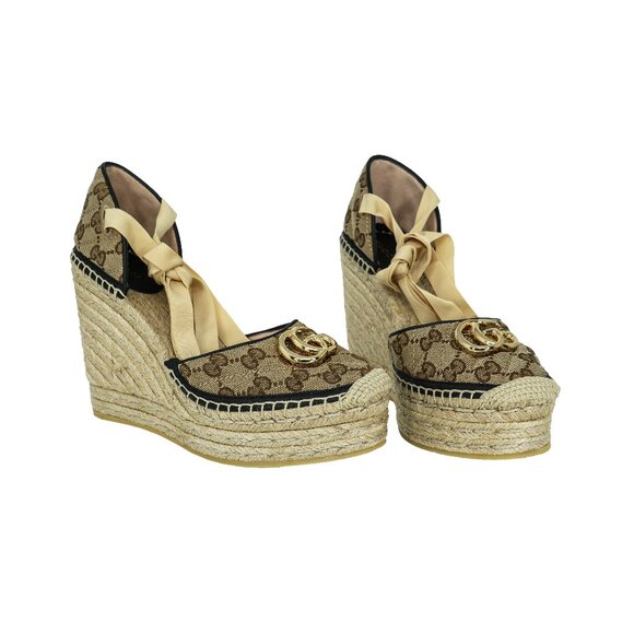 Gucci GG Marmont GG Supreme Canvas Platform Espadrilles - Picture 1 of 9